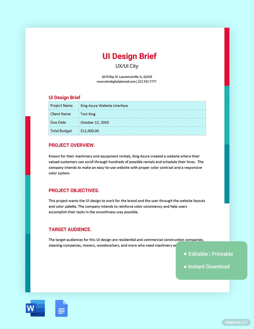 ui design brief