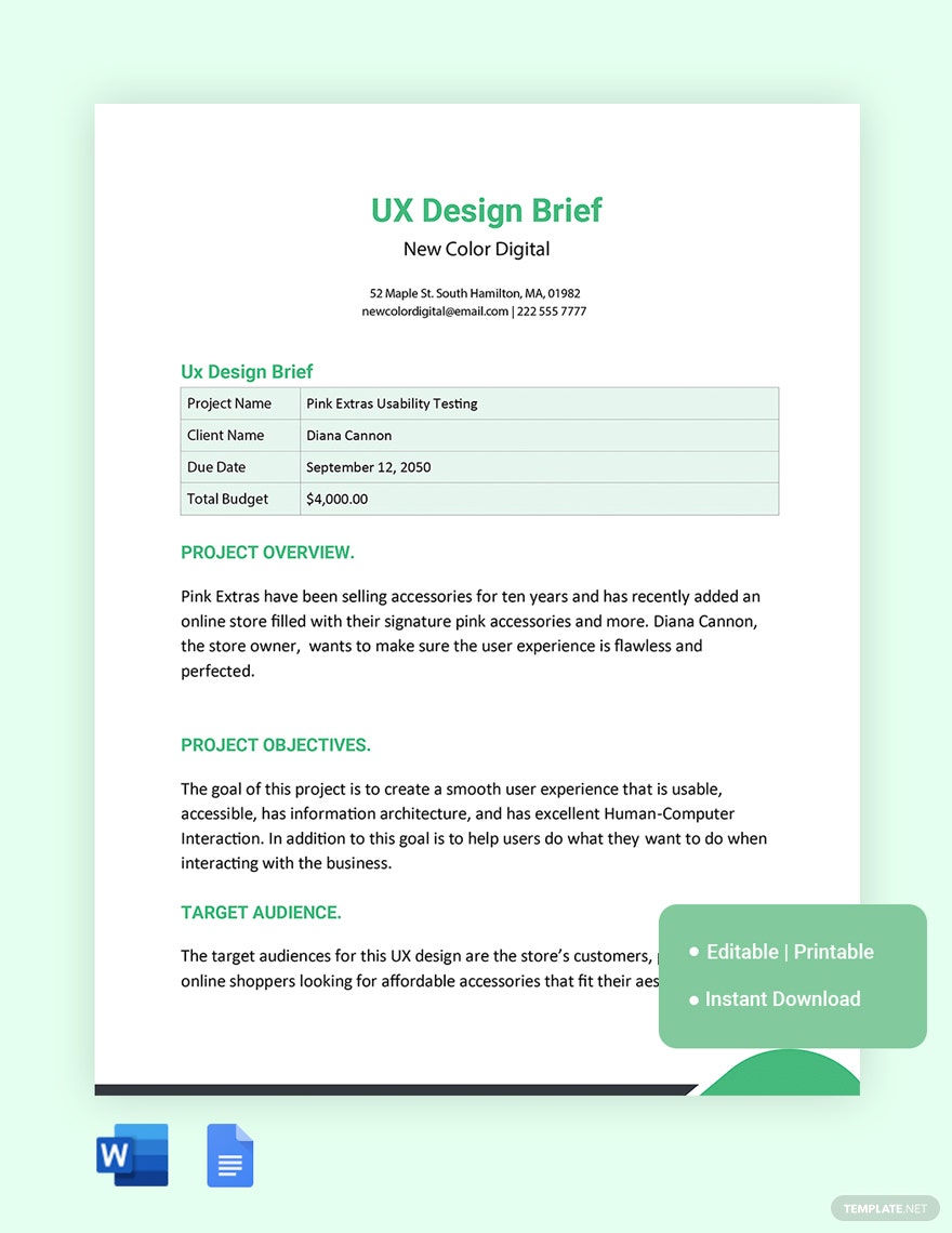 ux design brief ideas and examples