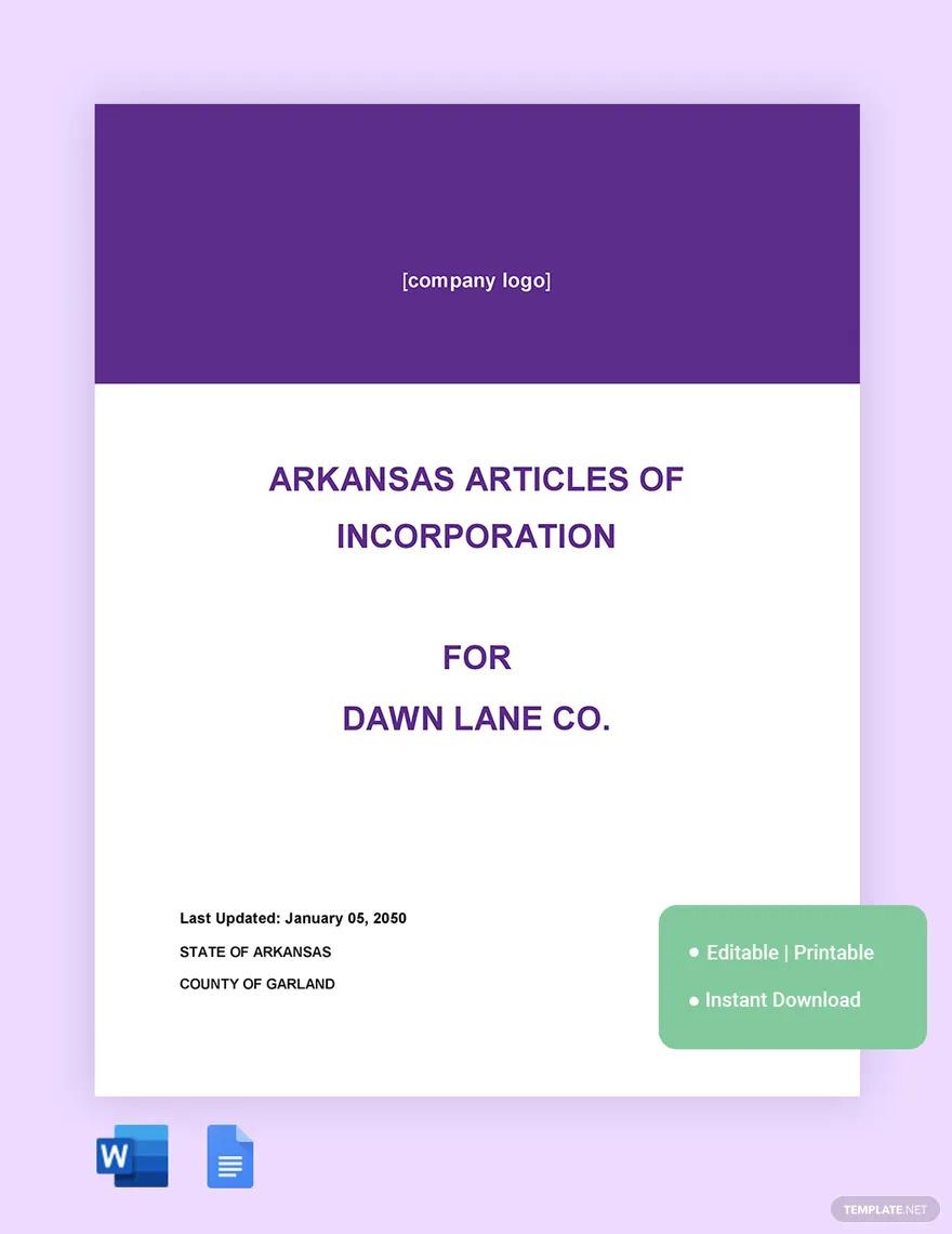 arkansas articles of incorporation ideas and examples