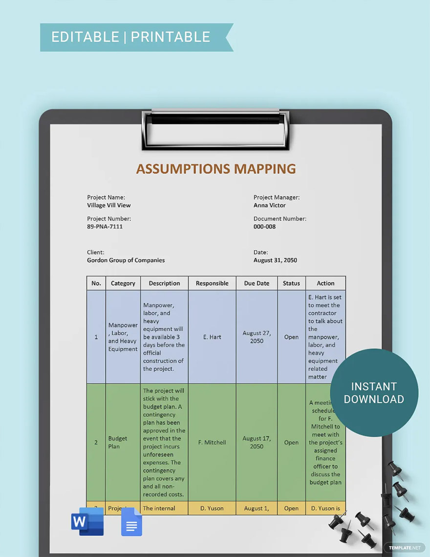 assumptions mapping