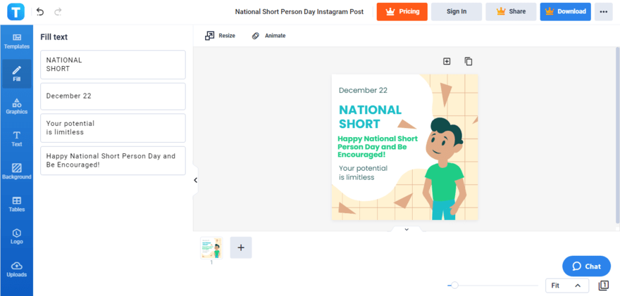 create a memorable greeting or quote for national short person day