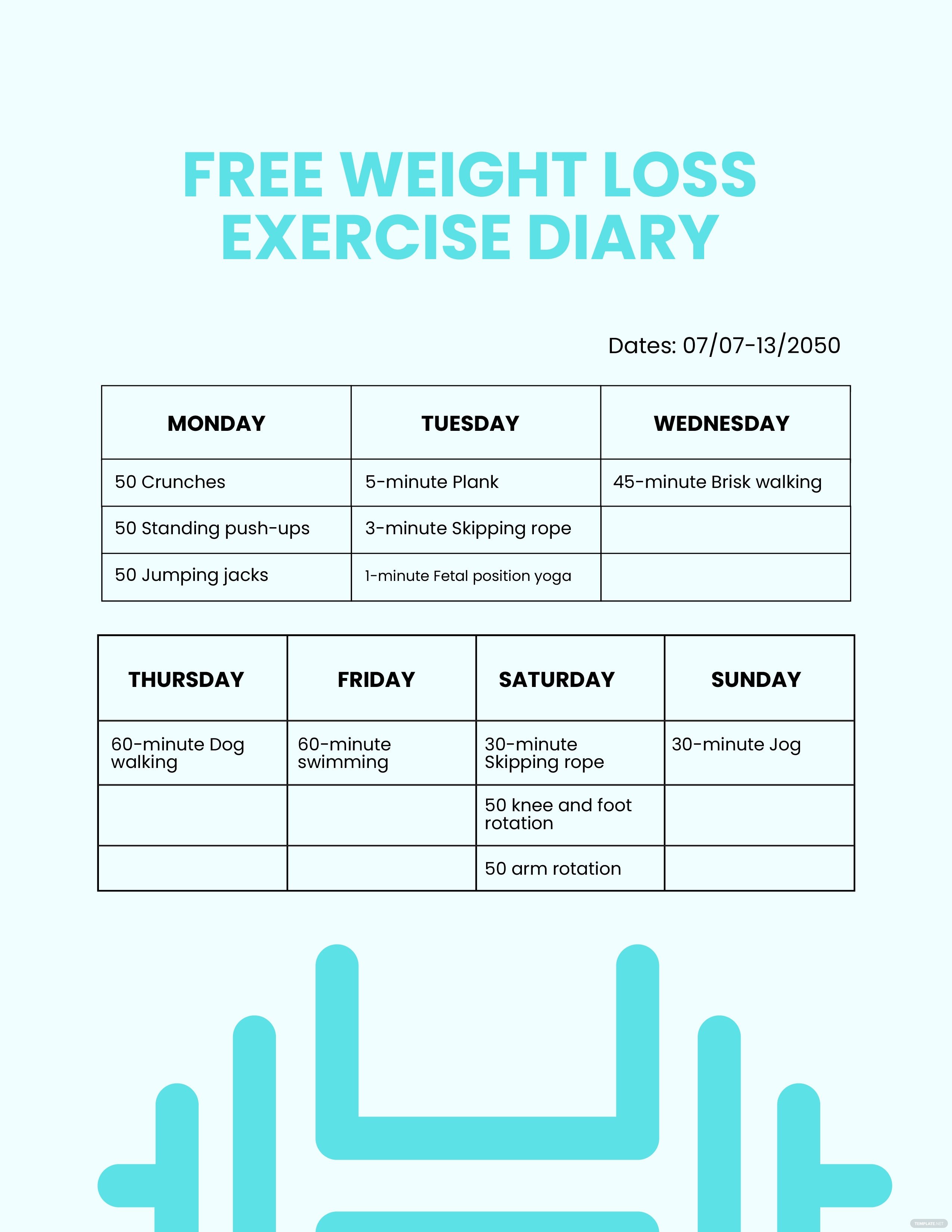 exercise diary ideas and examples