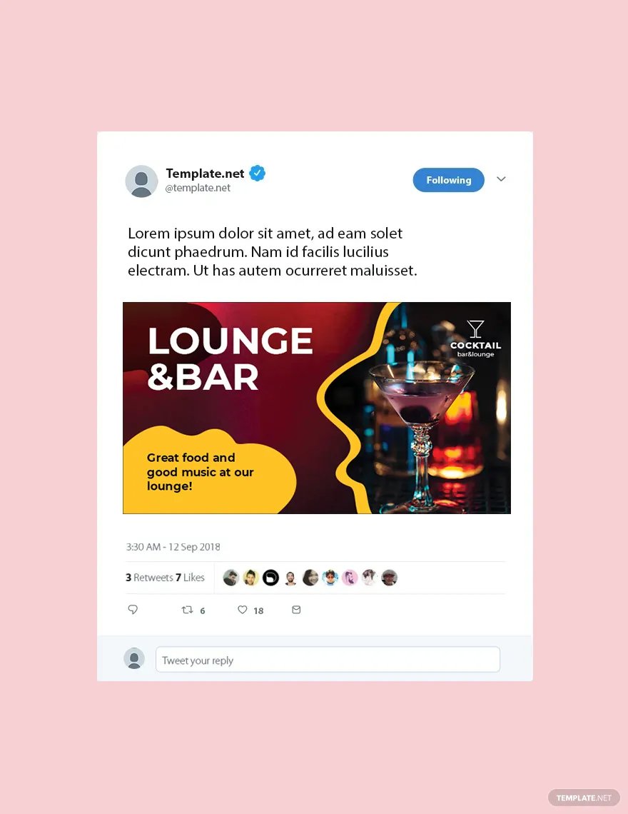 free bar lounge twitter post template ideas and examples