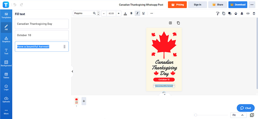 generate a canadian thanksgiving greeting