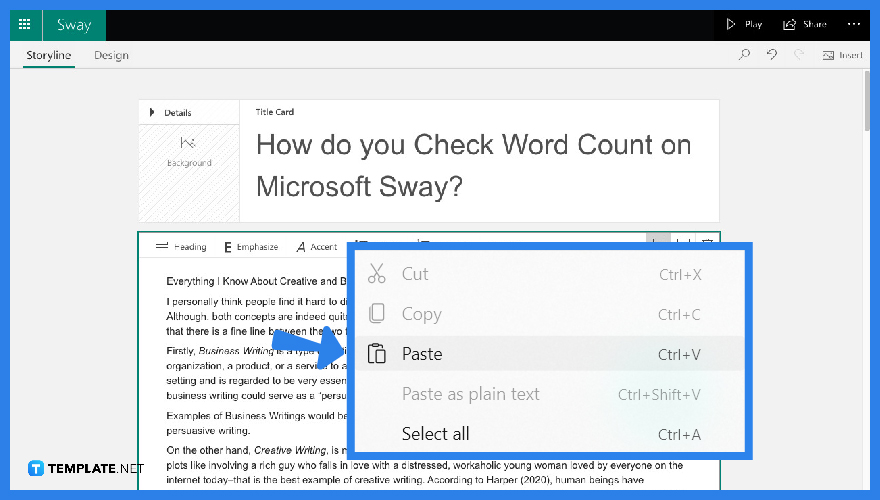how do you check word count on microsoft sway step