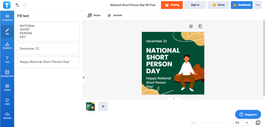 include a positive message for national short person day