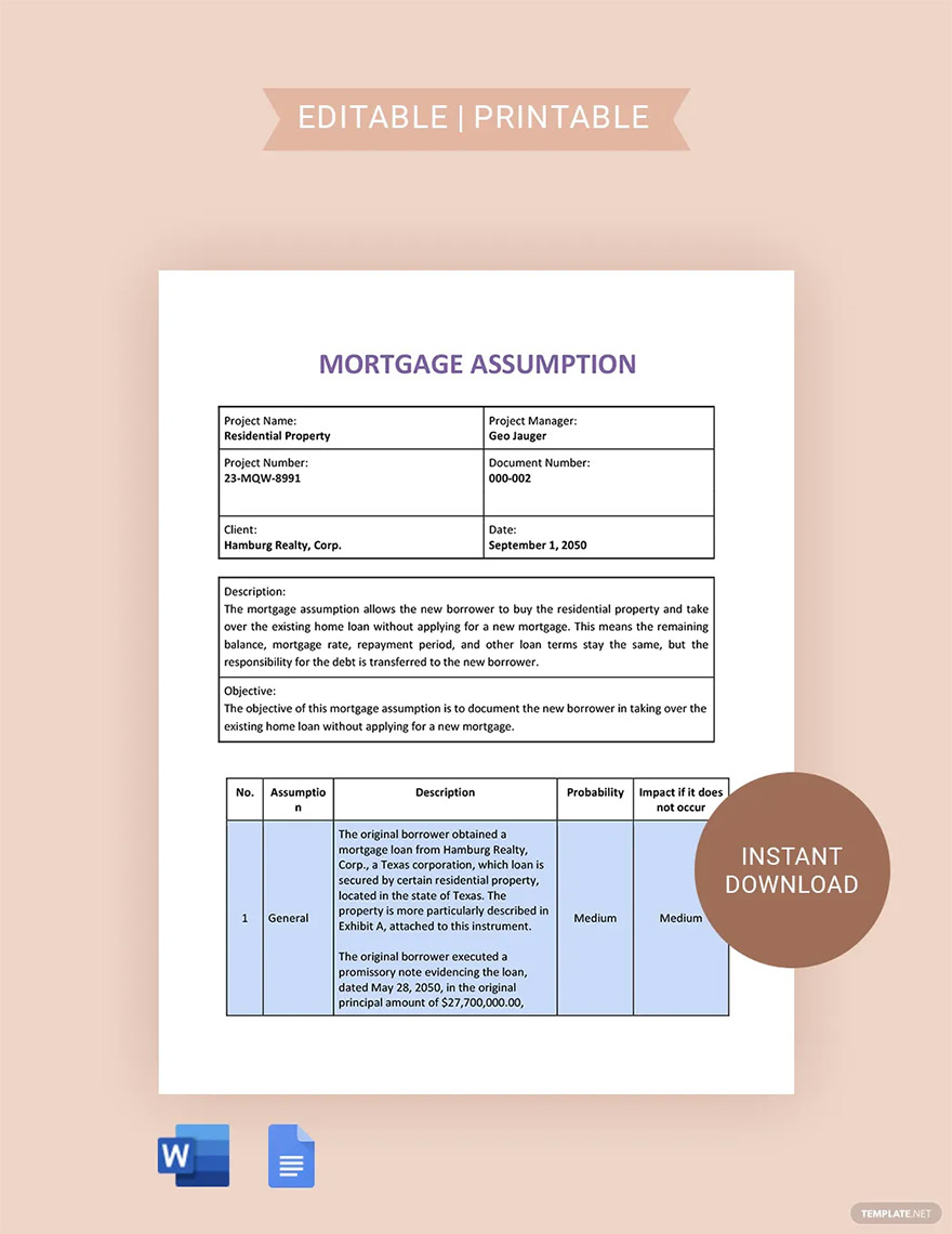 mortgage assumption