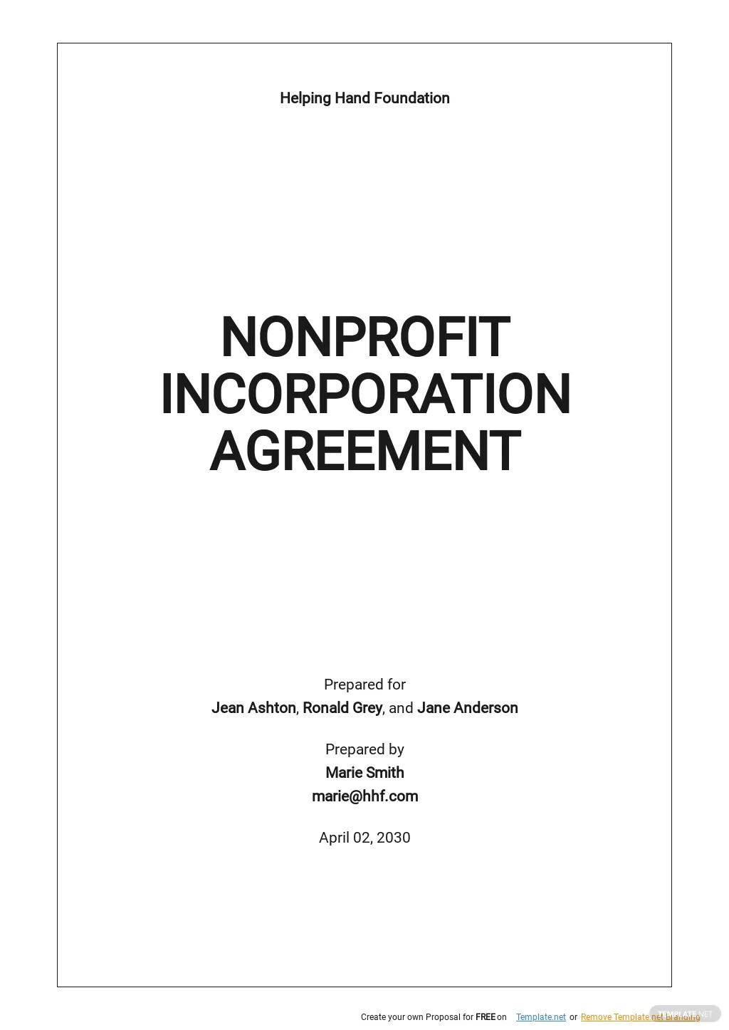 organization incorporation agreement