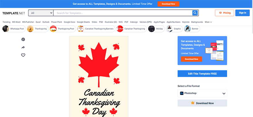 select a canadian thanksgiving whatsapp post template