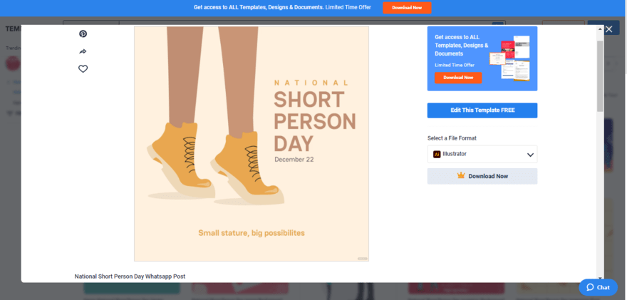 select a sophisticated national short person day whatsapp post template