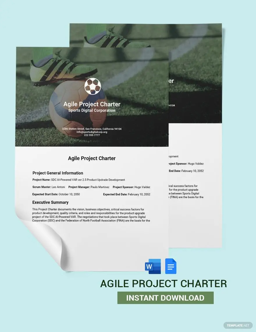 agile project charter template ideas and examples