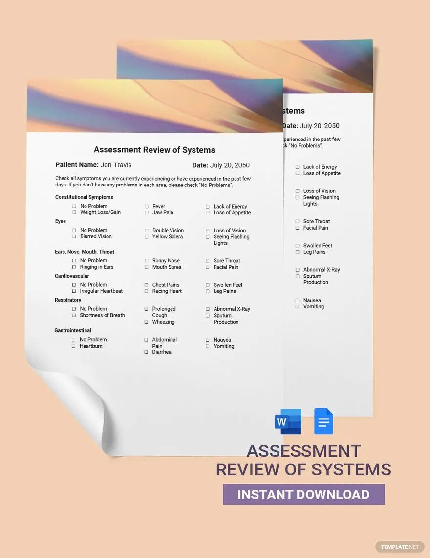 assessment review of systems