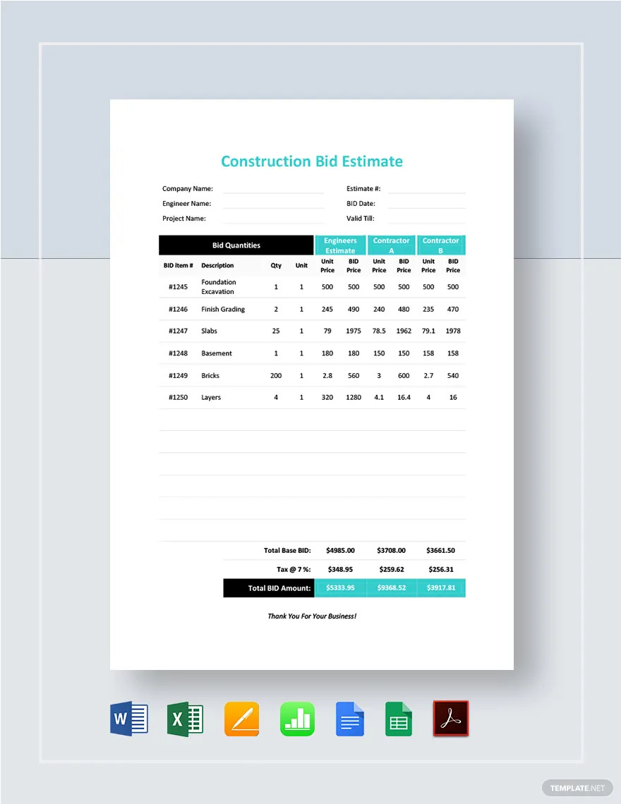 bid estimate