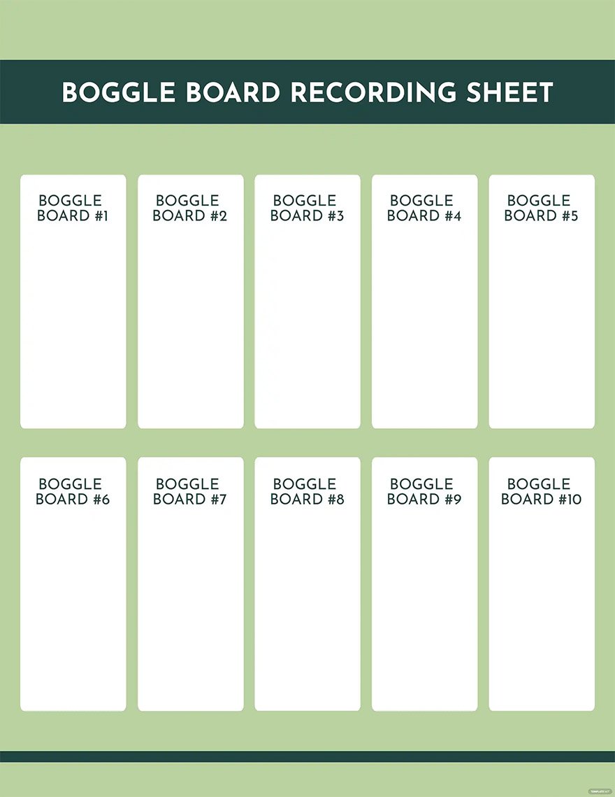 boggle board recording sheet