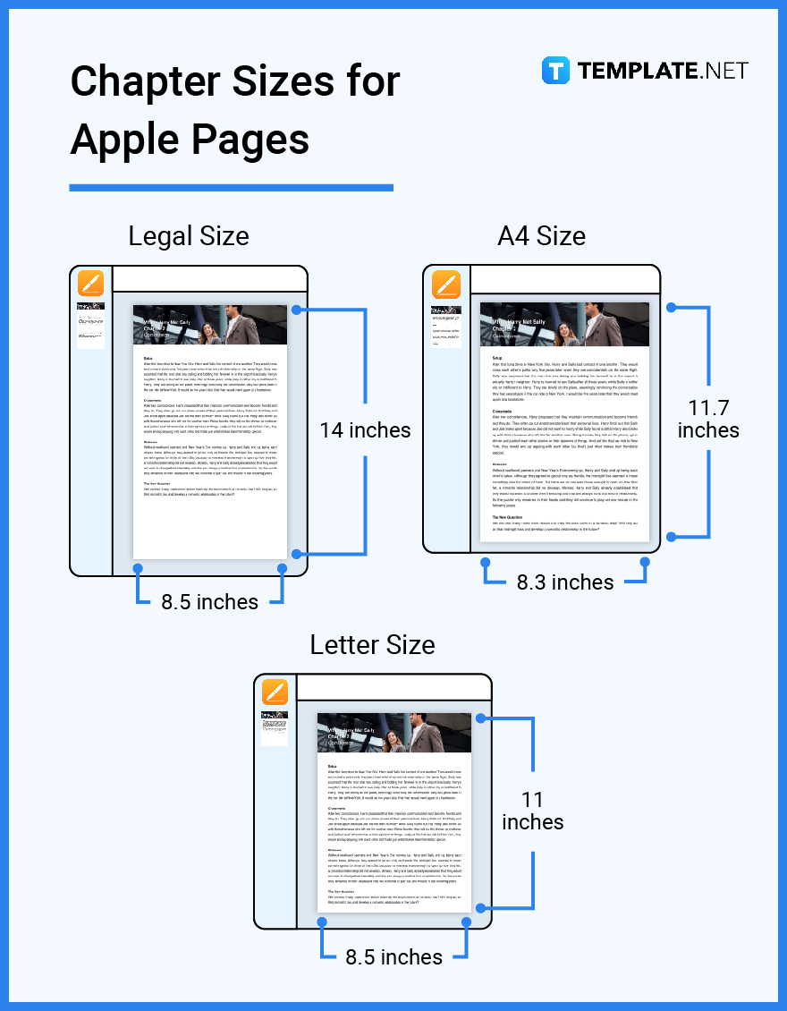 chapter sizes for apple pages