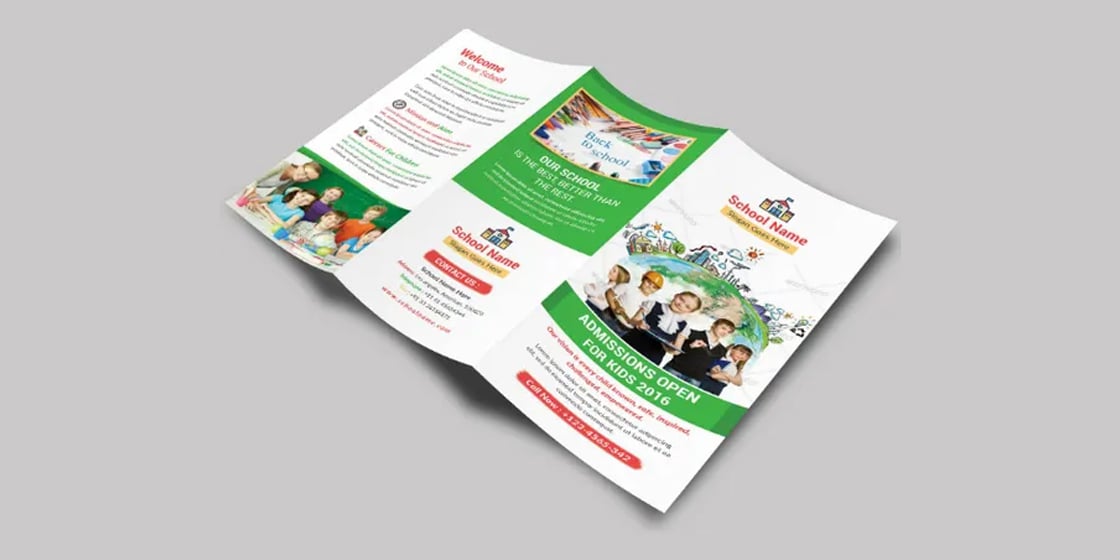 childrens school tri fold brochure in psd