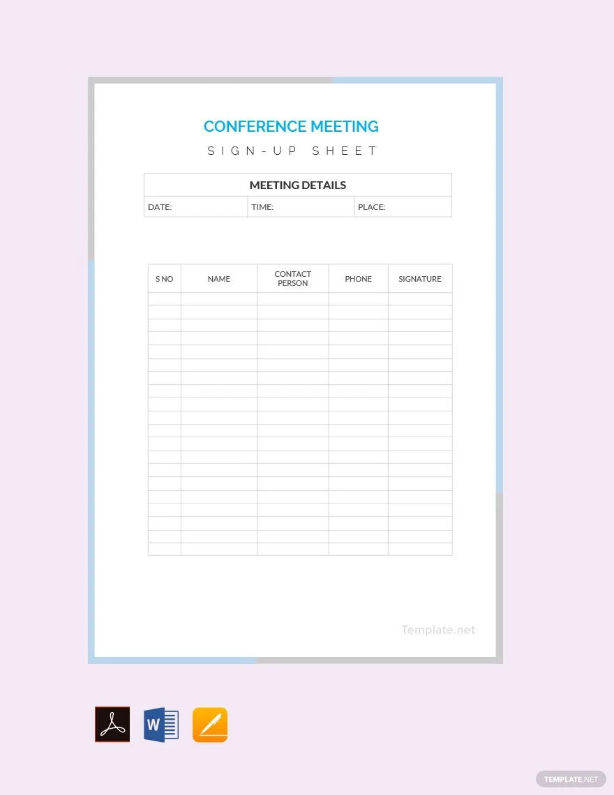 conference sign up sheet