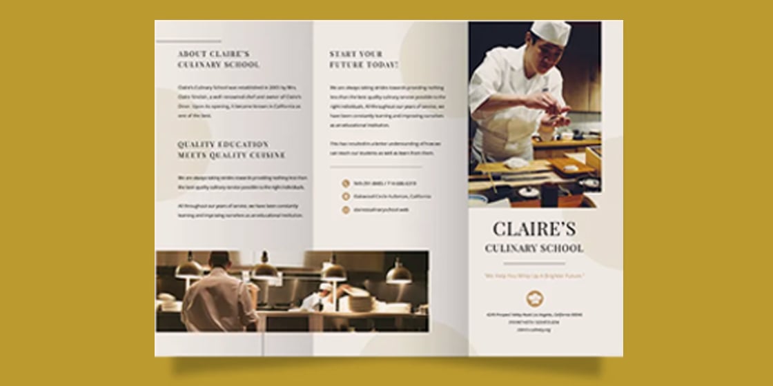 culinary school tri fold brochure templates