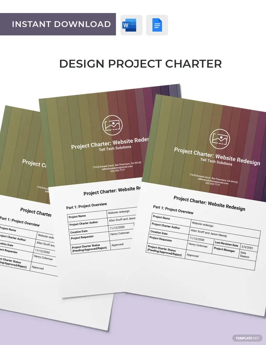 design project charter template ideas and examples