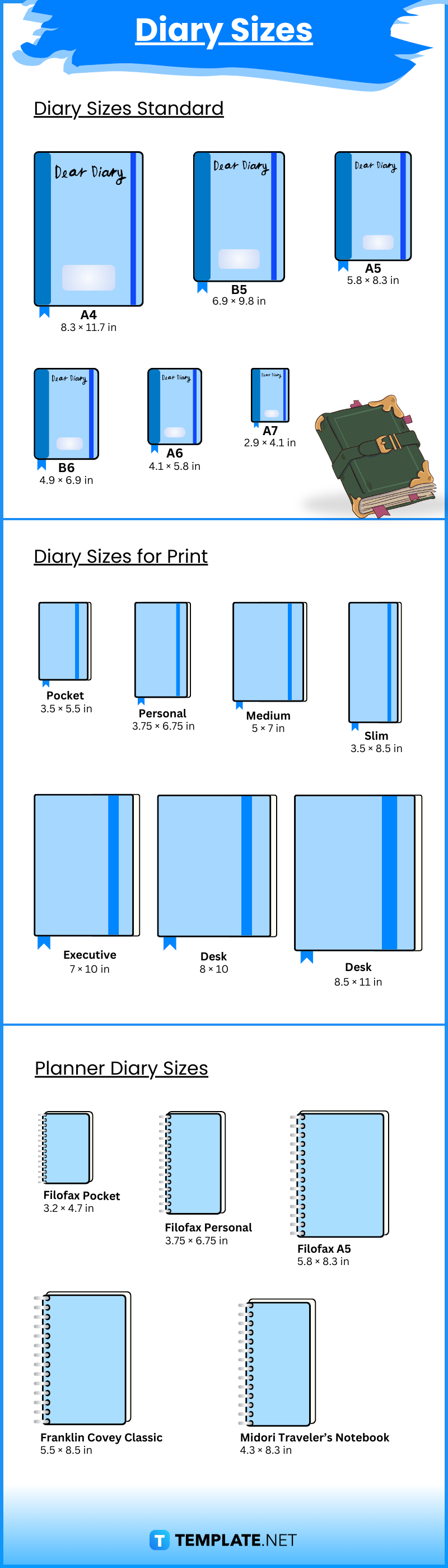 diary sizes