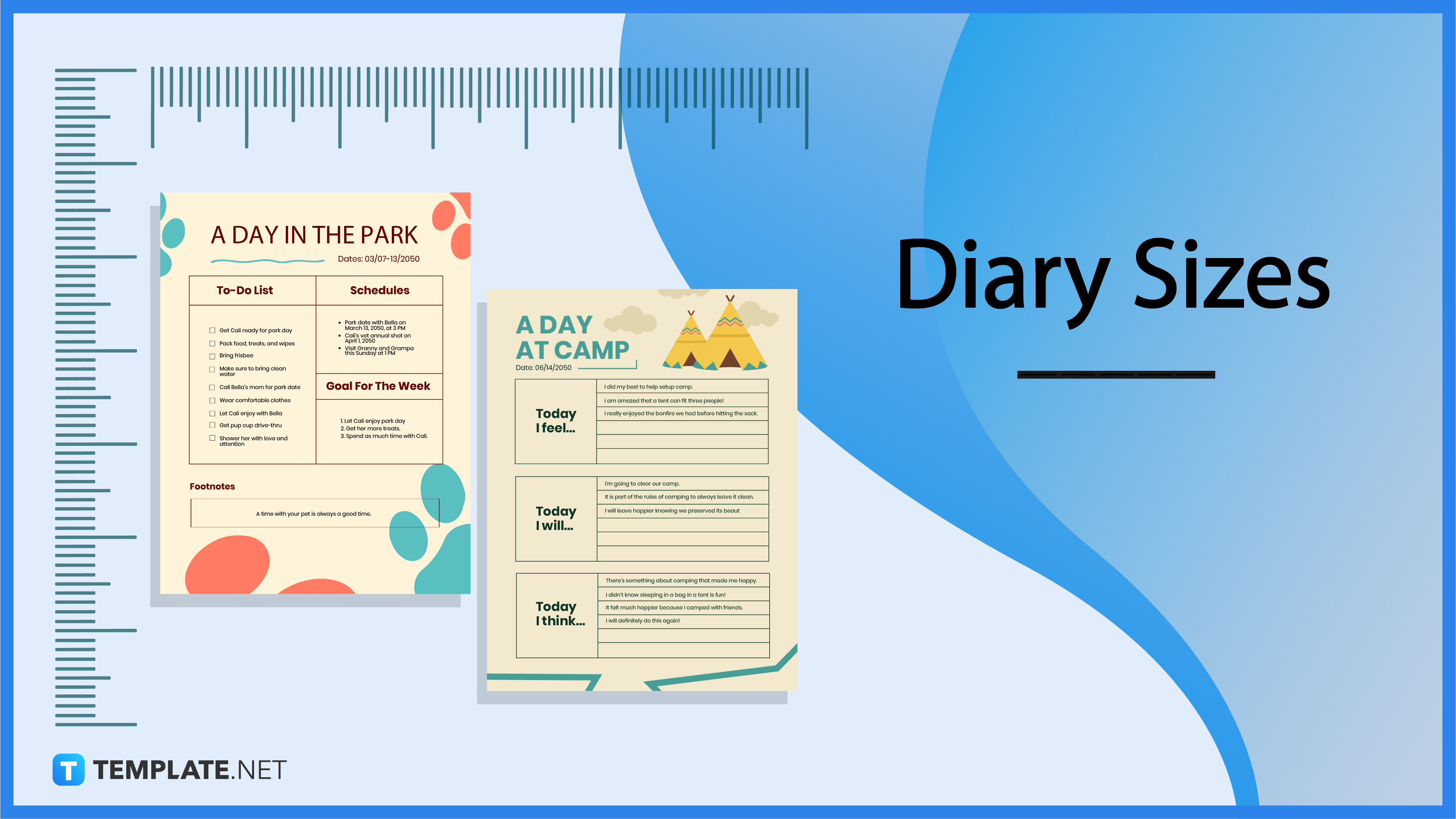 Diary Size - Dimension, Inches, mm, cms, Pixel