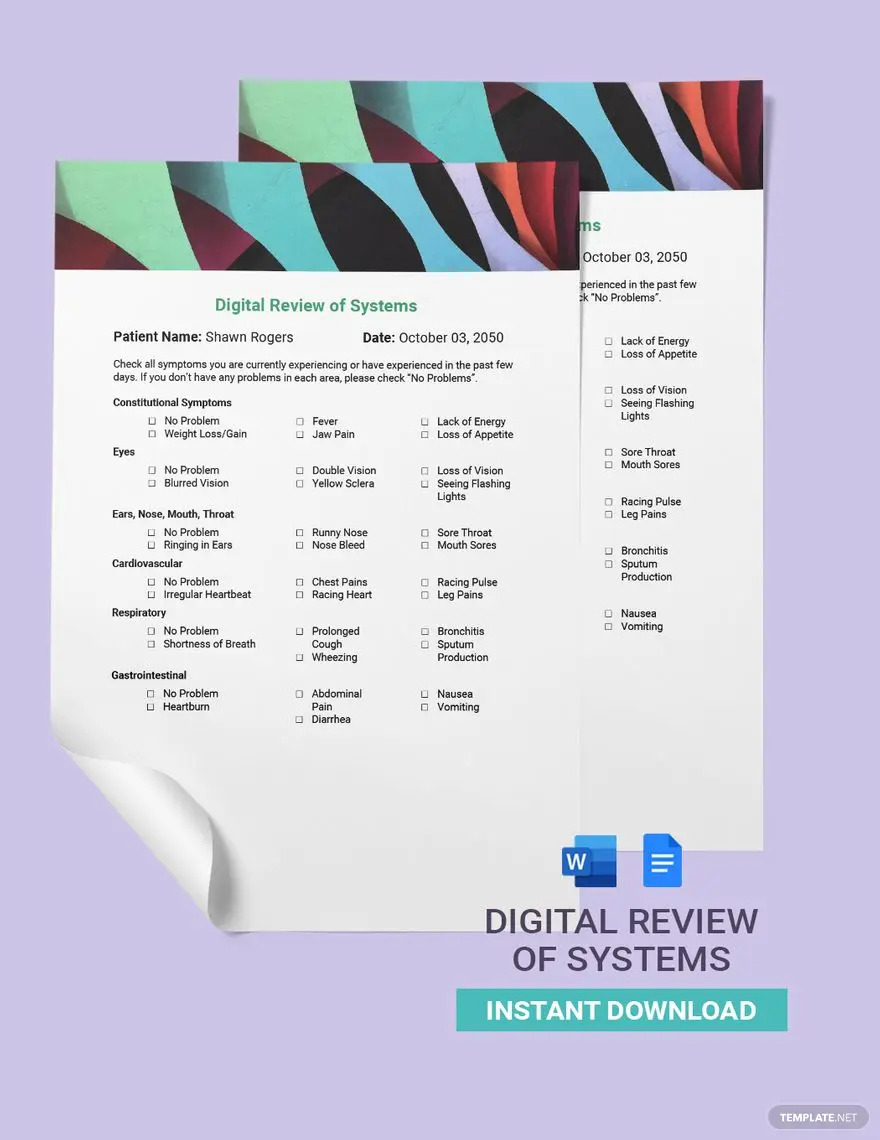 digital review of systems