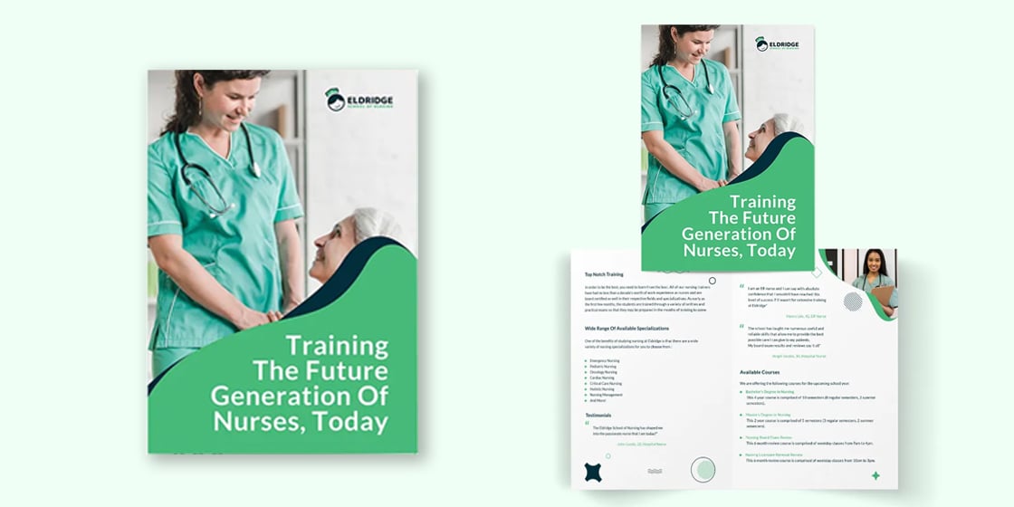 eldridge school of nursing bi fold brochure templates
