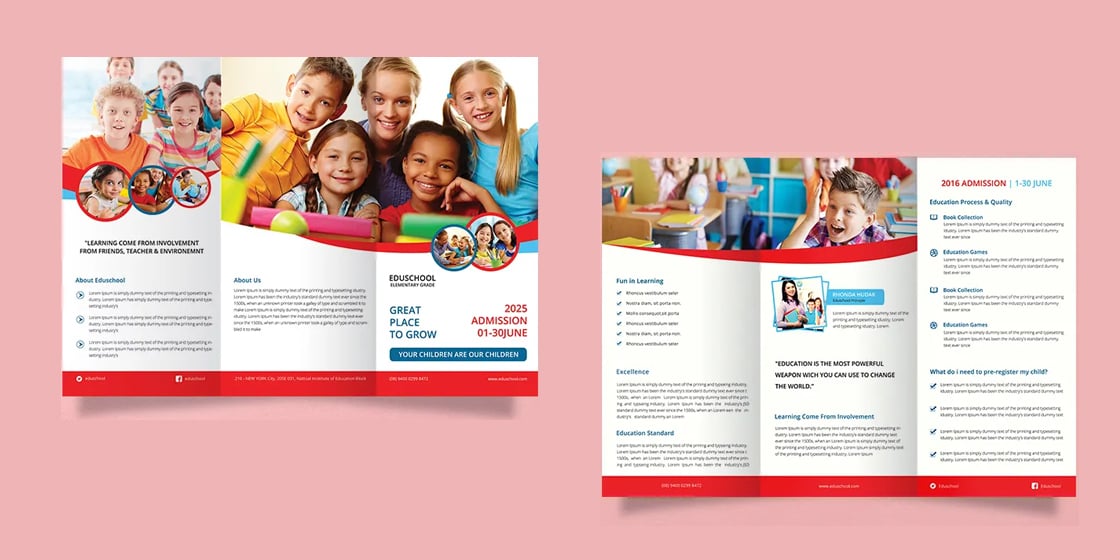 elementary school tri fold brochure format in illustrator
