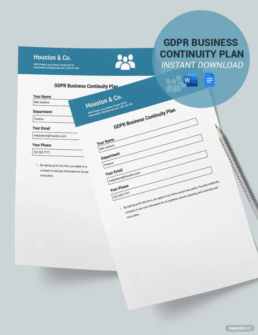 gdpr business continuity plan ideas and examples