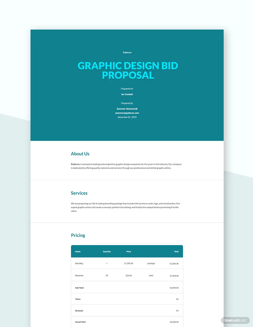 graphic design bid proposal ideas and examples