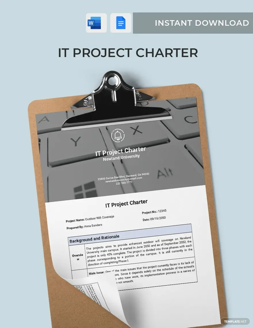 it project charter template ideas and examples