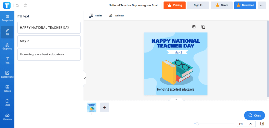 incorporate your unique national teacher day message wishes in the template