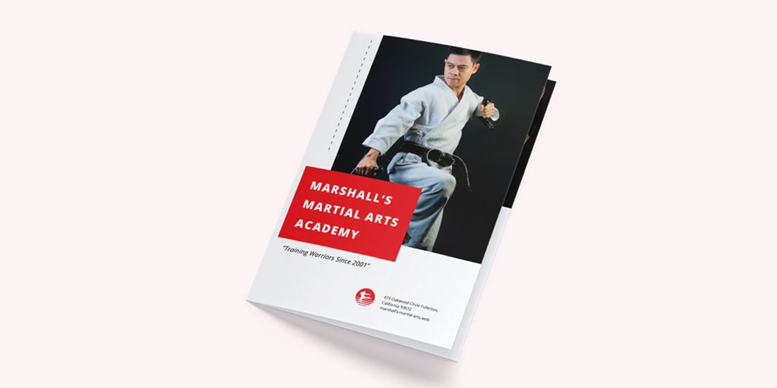 martial arts school bi fold brochure templates