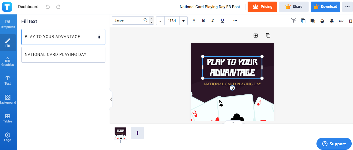 national card playing day fb post template net