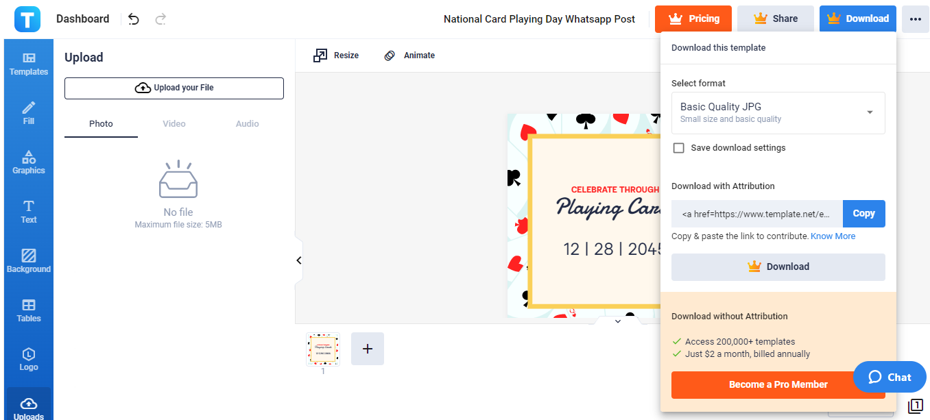 national card playing day whatsapp post template net