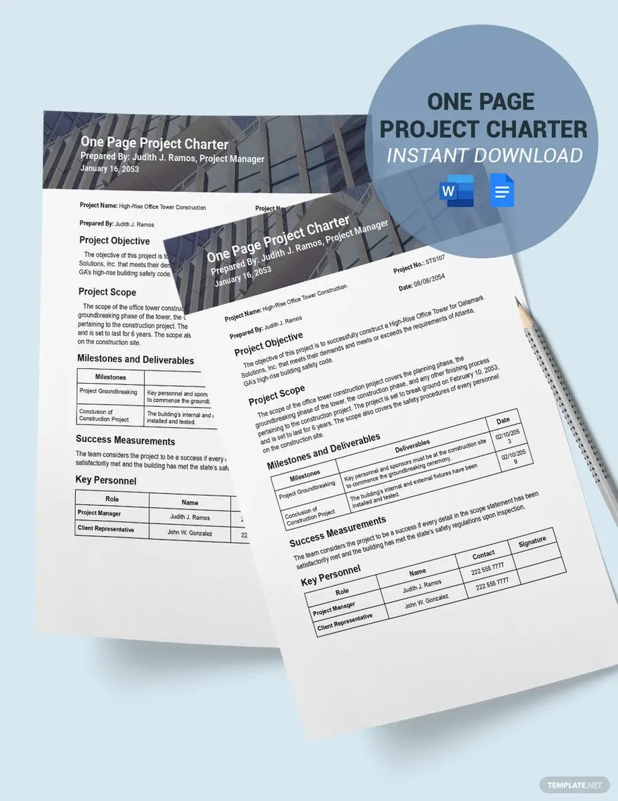 one page project charter template ideas and examples