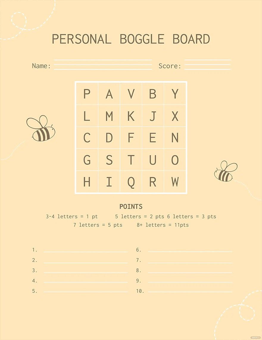personal boggle board