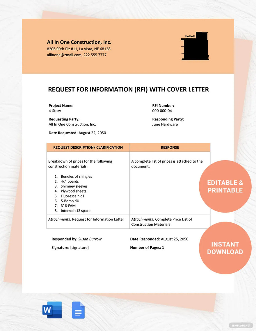 request for information with cover letter ideas and examples