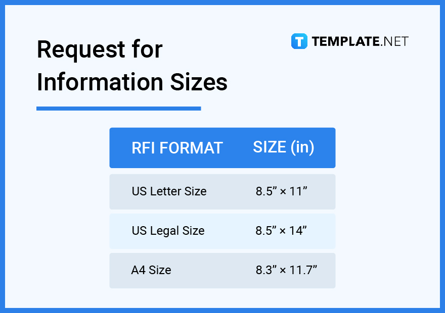 request for information sizes