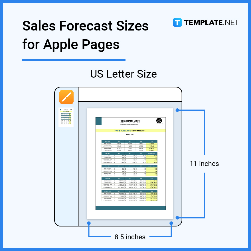 sales forecast sizes for apple pages