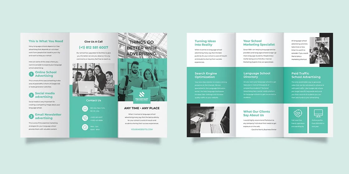 school advertising tri fold brochure templates