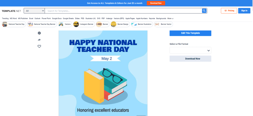 select an fascinating national teacher day instagram post template