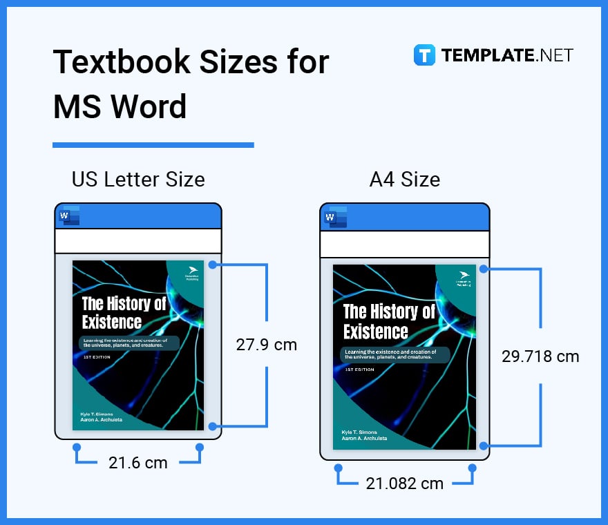 textbook sizes for ms word