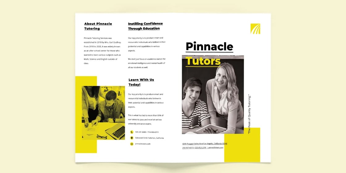 tutoring school bi fold brochure templates
