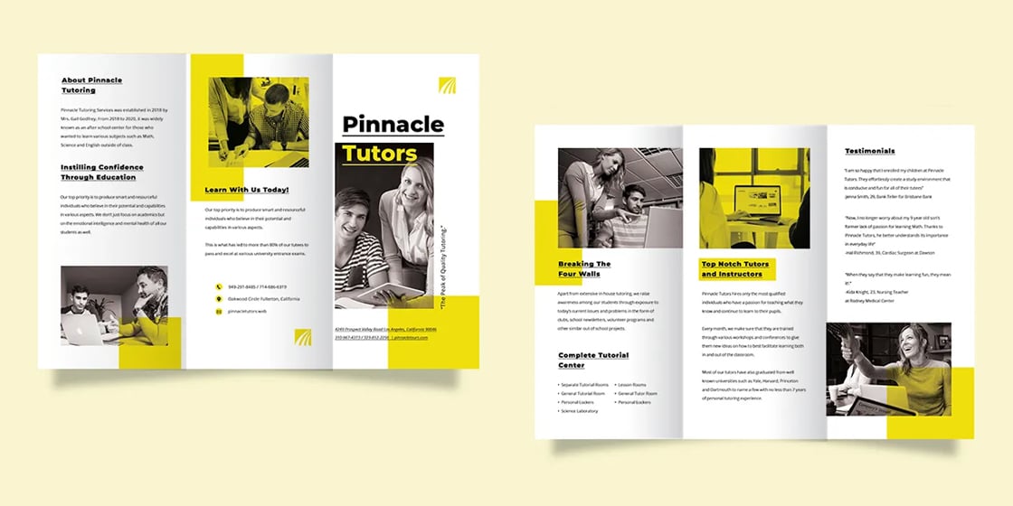 tutoring school tri fold brochure templates