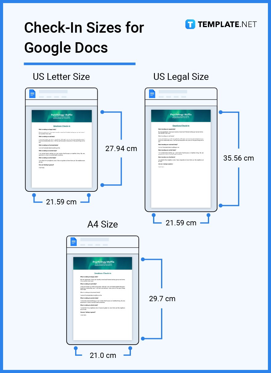 check in sizes for google docs