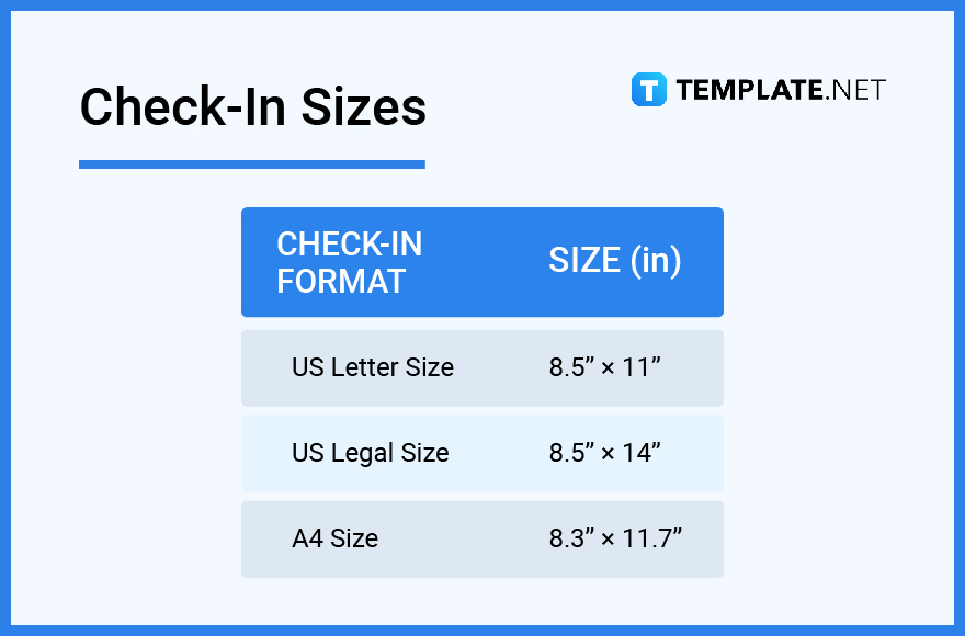 check in sizes