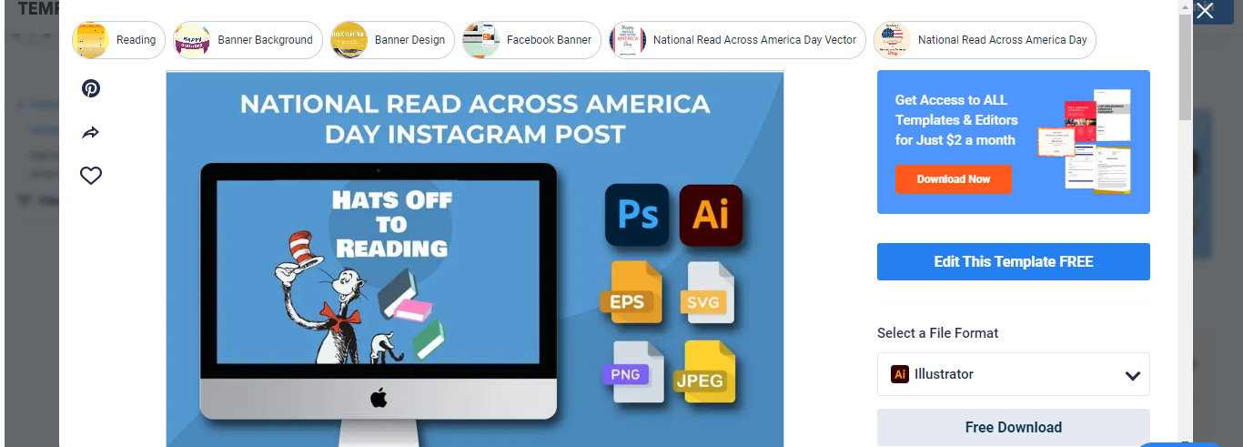 free national read across america day instagram post eps illustrator jpeg psd png svg template net