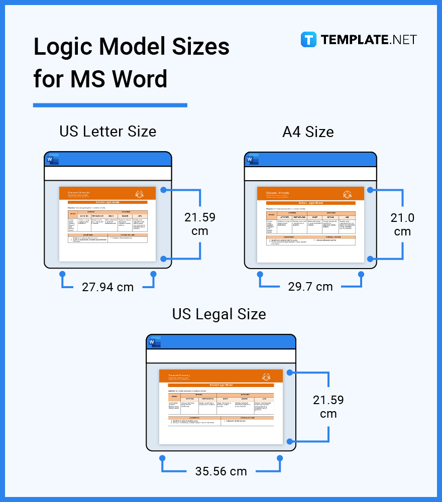 logic model sizes for ms word