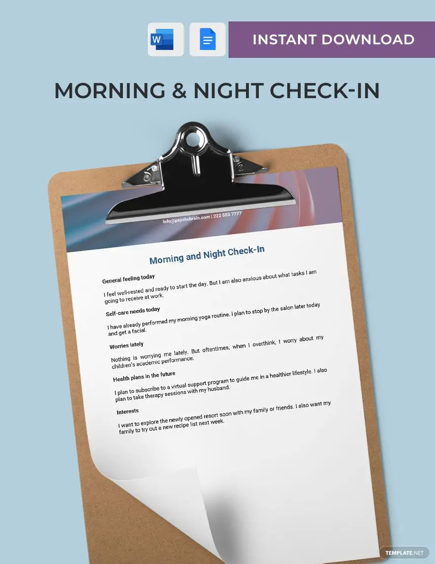 morning night check in ideas and examples